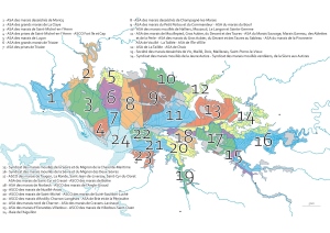 Localisation des 24 cartes Litto3D des syndicats de marais du Marais poitevin