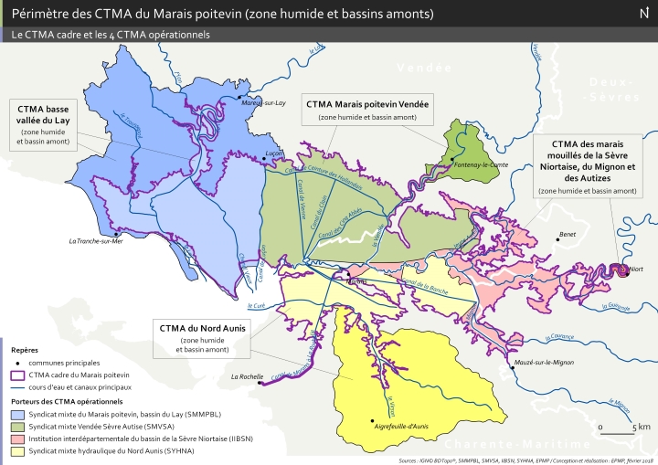 carte des CTMA du Marais poitevin