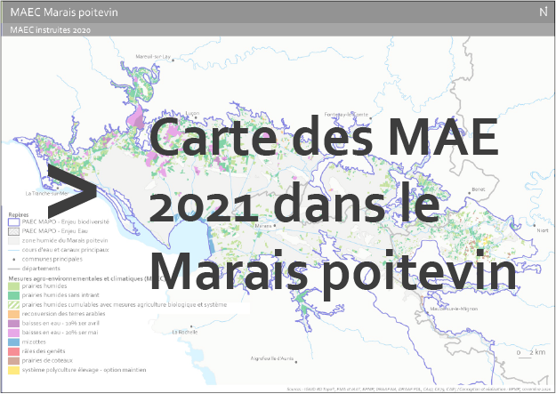 Carte des MAE 2021 dans le Marais poitevin