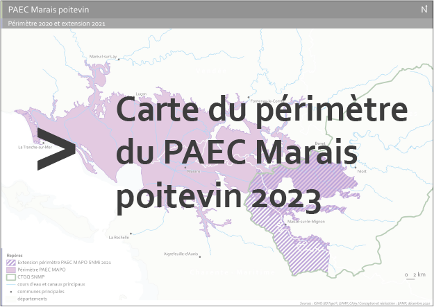 Carte du périmètre du PAEC Marais poitevin 2023
