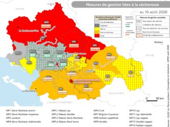Situation des arrêtés sécheresse au 10 août 2026
