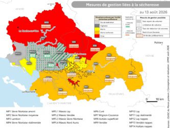 Situation des arrêtés sécheresse au 13 août 2026 sur le Marais poitevin